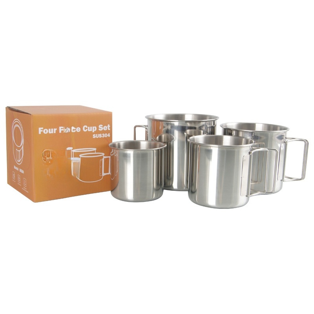 Camping Cooking Set For 4 - طقم أكواب تخييم من الفولاذ المقاوم