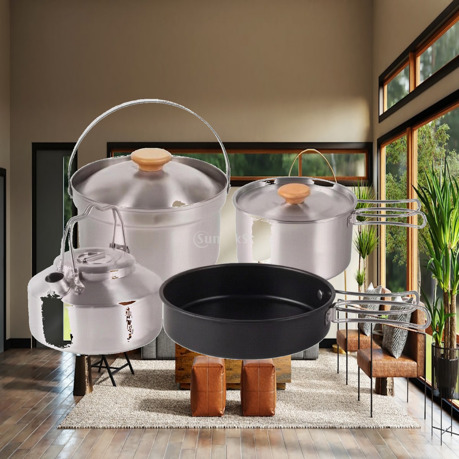 Camping Cooking Set For 4 - طقم طهي للتخييم من الفولاذ المقاوم