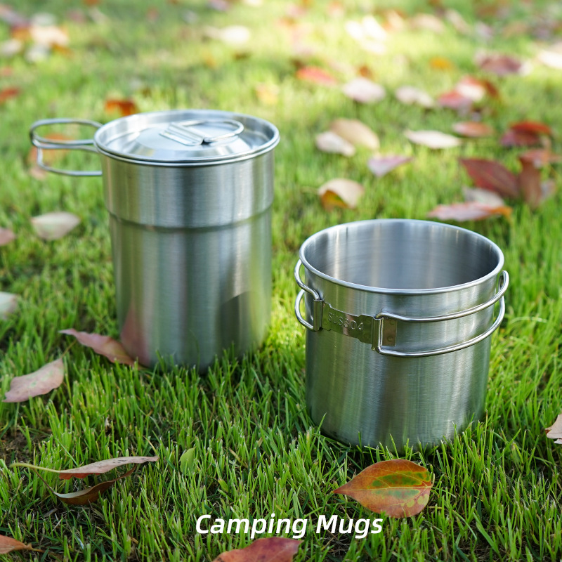 Camping Cooking Set With Kettle - 2 قطعة/المجموعة التخييم غلاية الفولاذ المقاوم