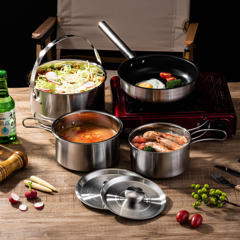 Camping Cooking Set For 4 - طقم أواني طهي محمول للتخييم والنزهات