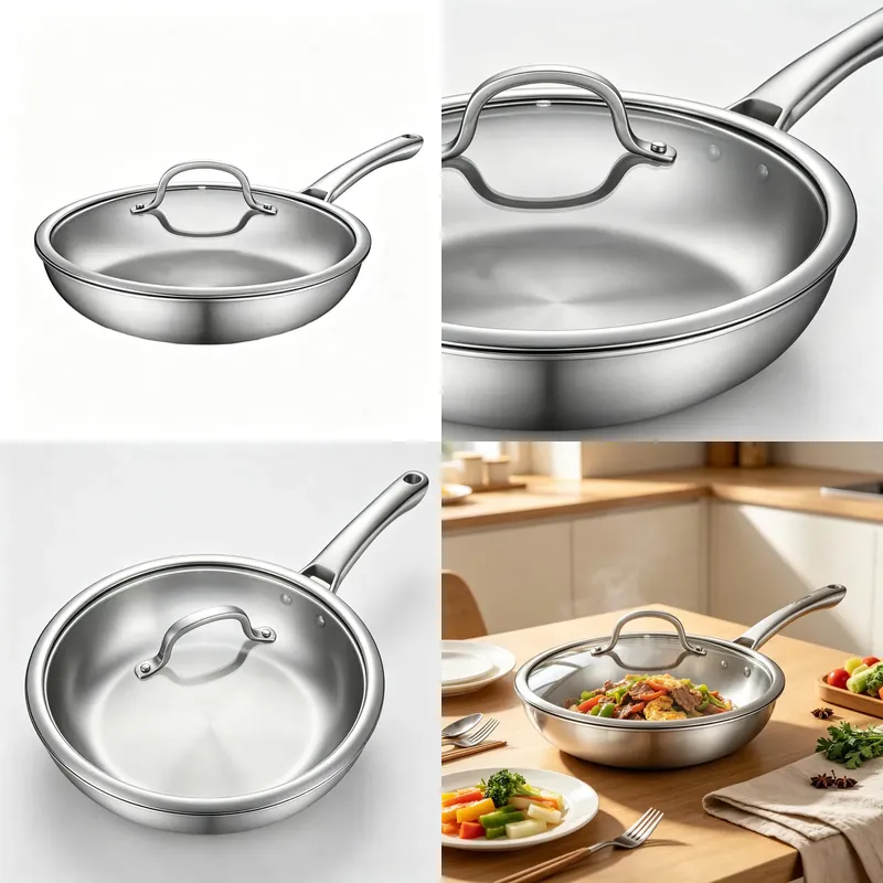 Quality Camping Cooking Set - مقلاة من الفولاذ المقاوم للصدأ بثلاث