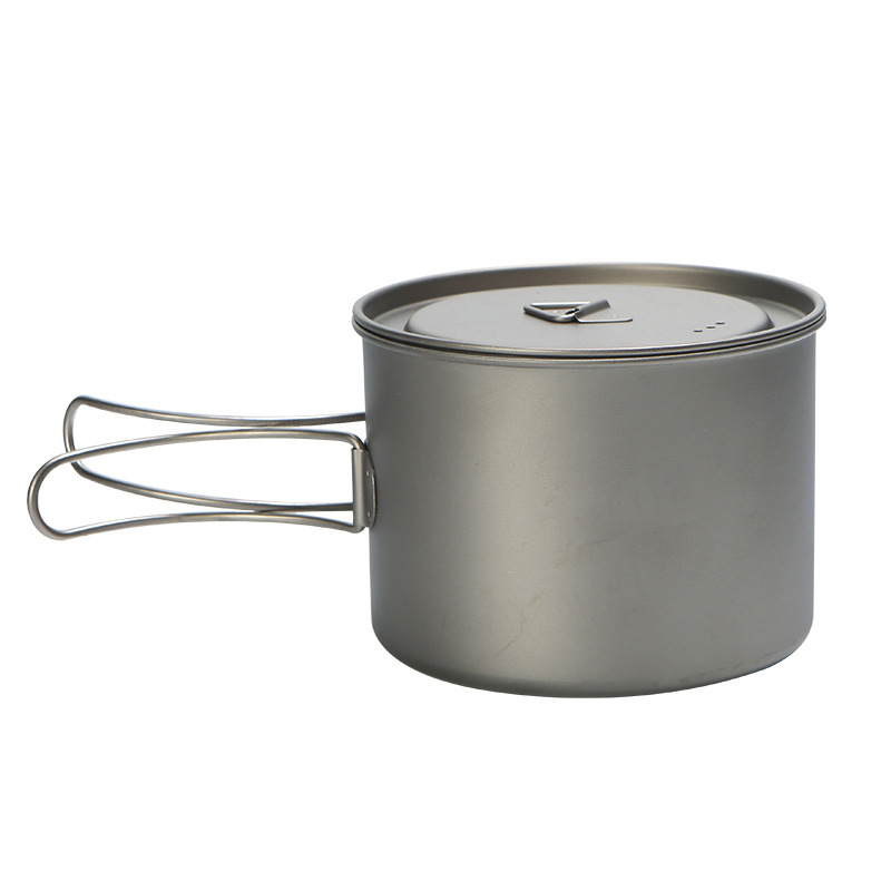 Camping Cooking Lightweight - وعاء طبخ تيتانيوم بمقبض معلق ،