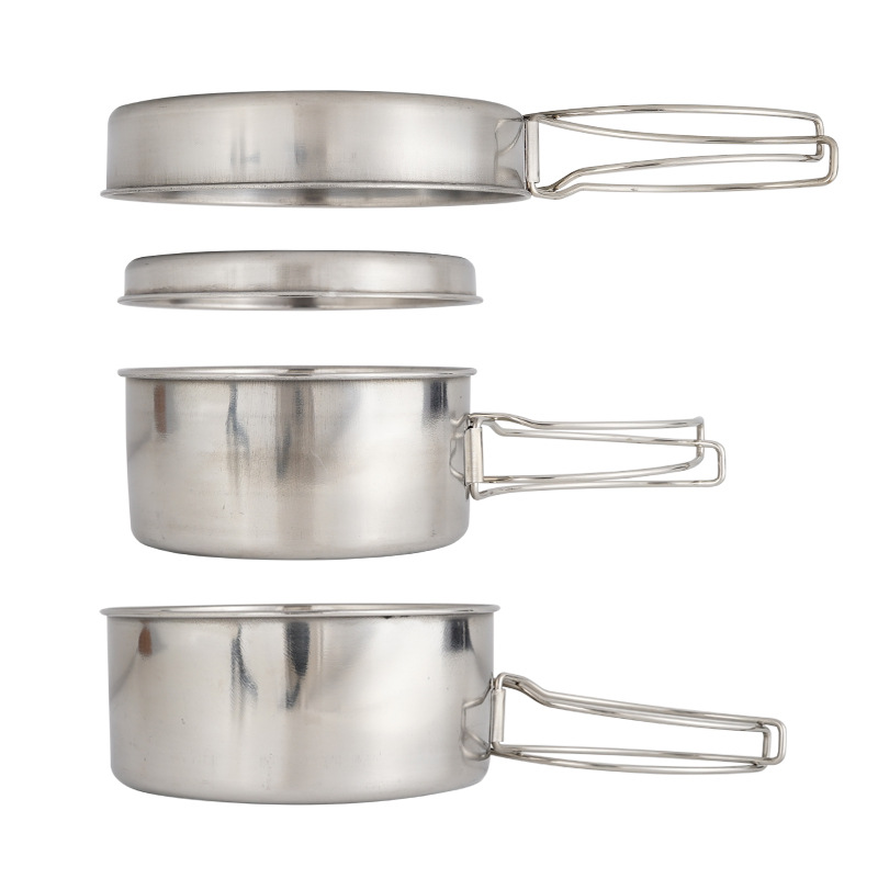 Camping Cooking Set For 4 - طقم أواني طهي للتخييم من الفولاذ
