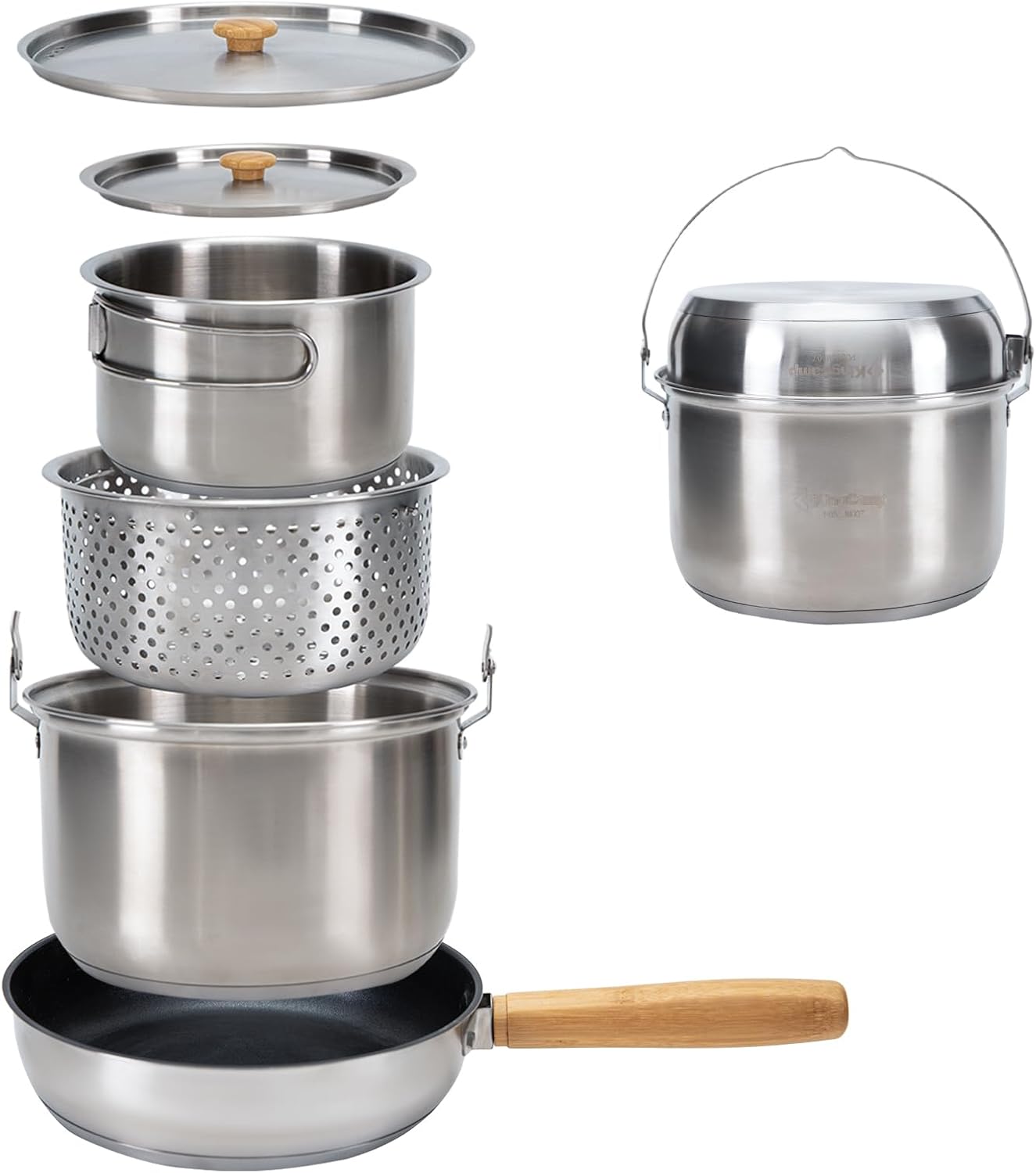 Camping Cooking Set With Kettle - طقم أواني طهي للتخييم من الفولاذ