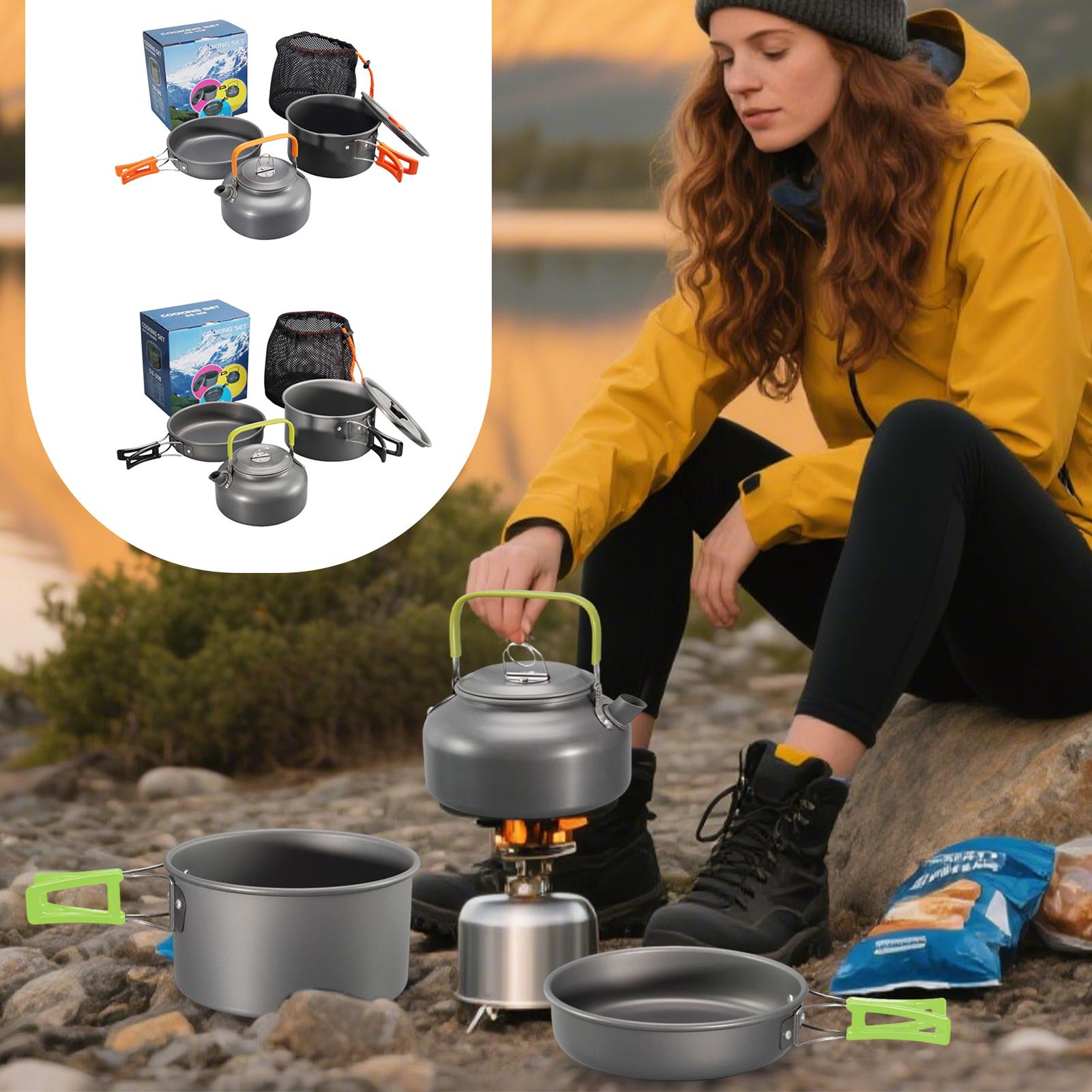 Camping Cooking Set With Kettle - تجهيزات المطابخ التخييم كوك وعاء مجموعة