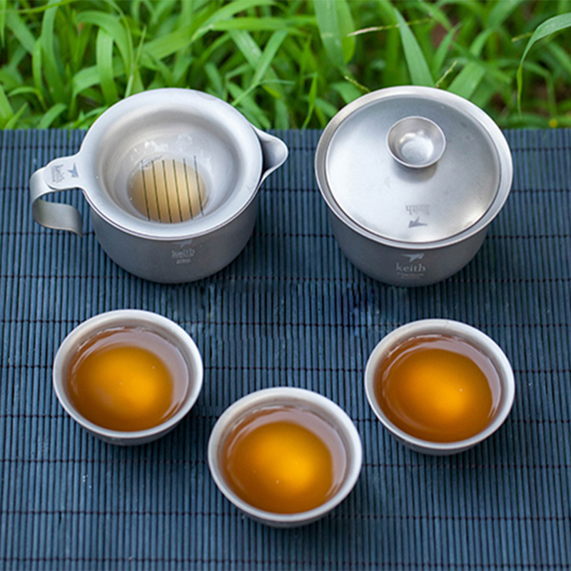 Camping Cooking Set With Kettle - كيث التيتانيوم طقم شاي الكونغ فو