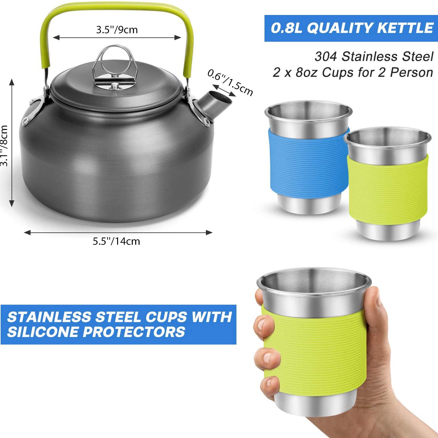 طقم طهي للتخييم في الهواء الطل - مراجعة Camping Cooking Set With Kettle وسعره