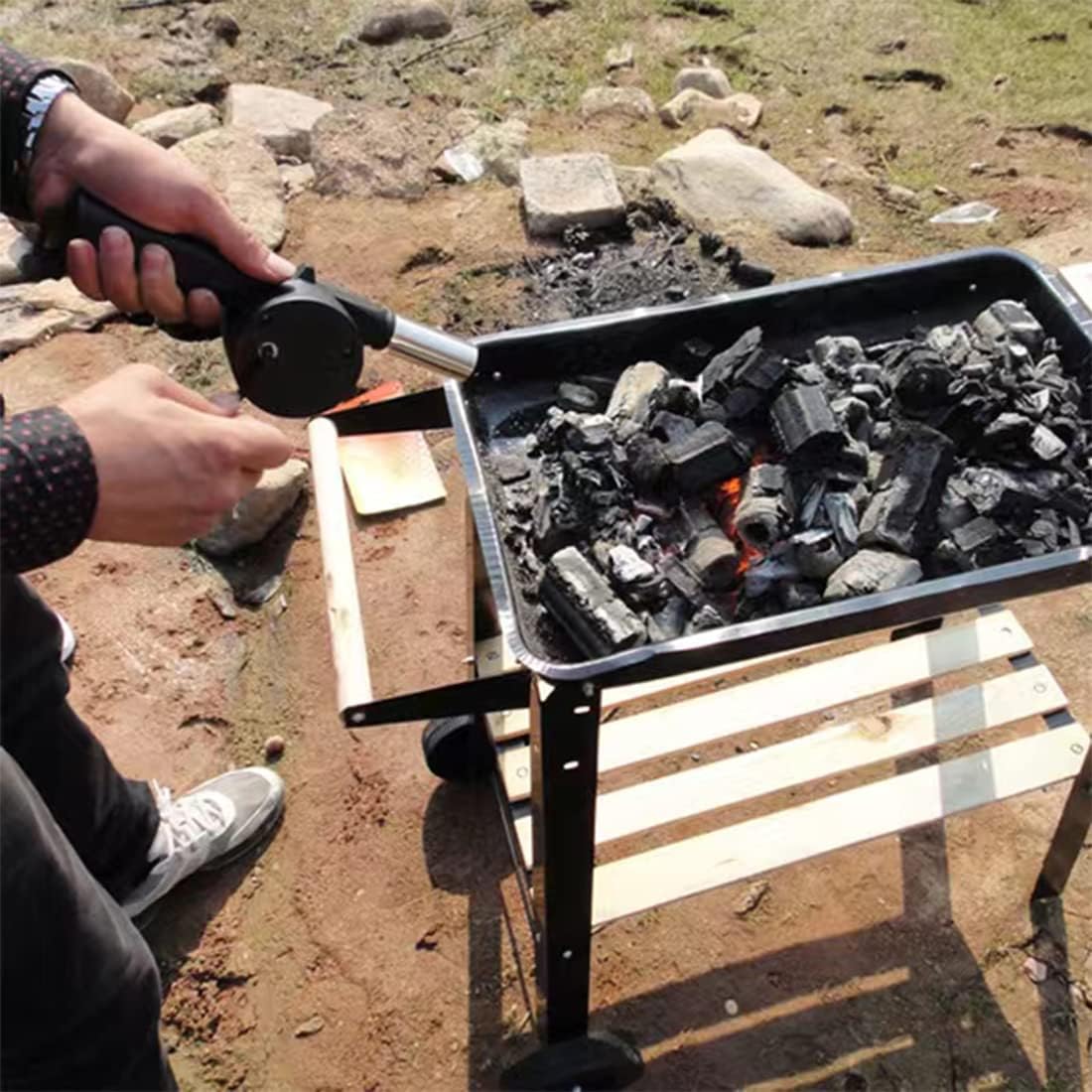 منفاخ هواء محمول للشواء في اله - مراجعة Camping Cooking Accessories Set وسعره