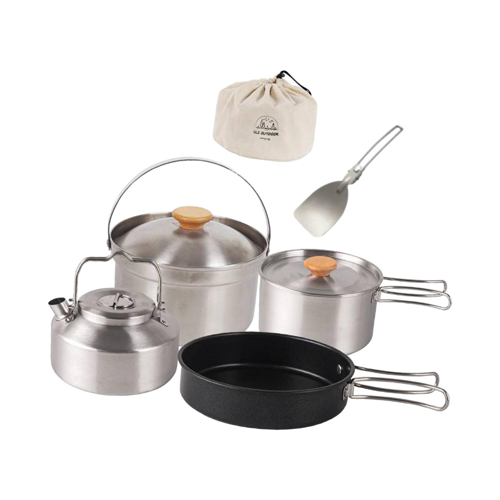 أدوات طهي للتخييم، مقلاة محمول - مراجعة Camping Cooking Set With Kettle وسعره