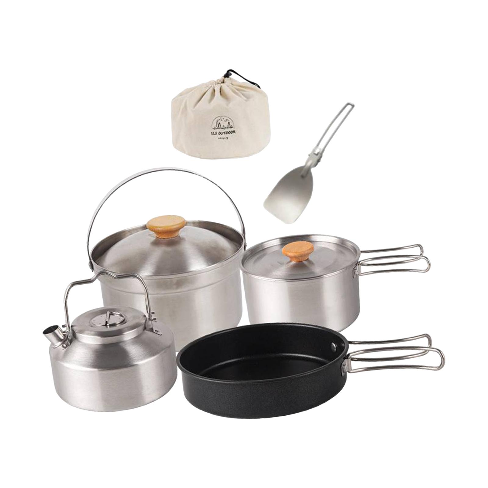 أدوات طهي للتخييم، مقلاة محمول - مراجعة Camping Cooking Set With Kettle وسعره