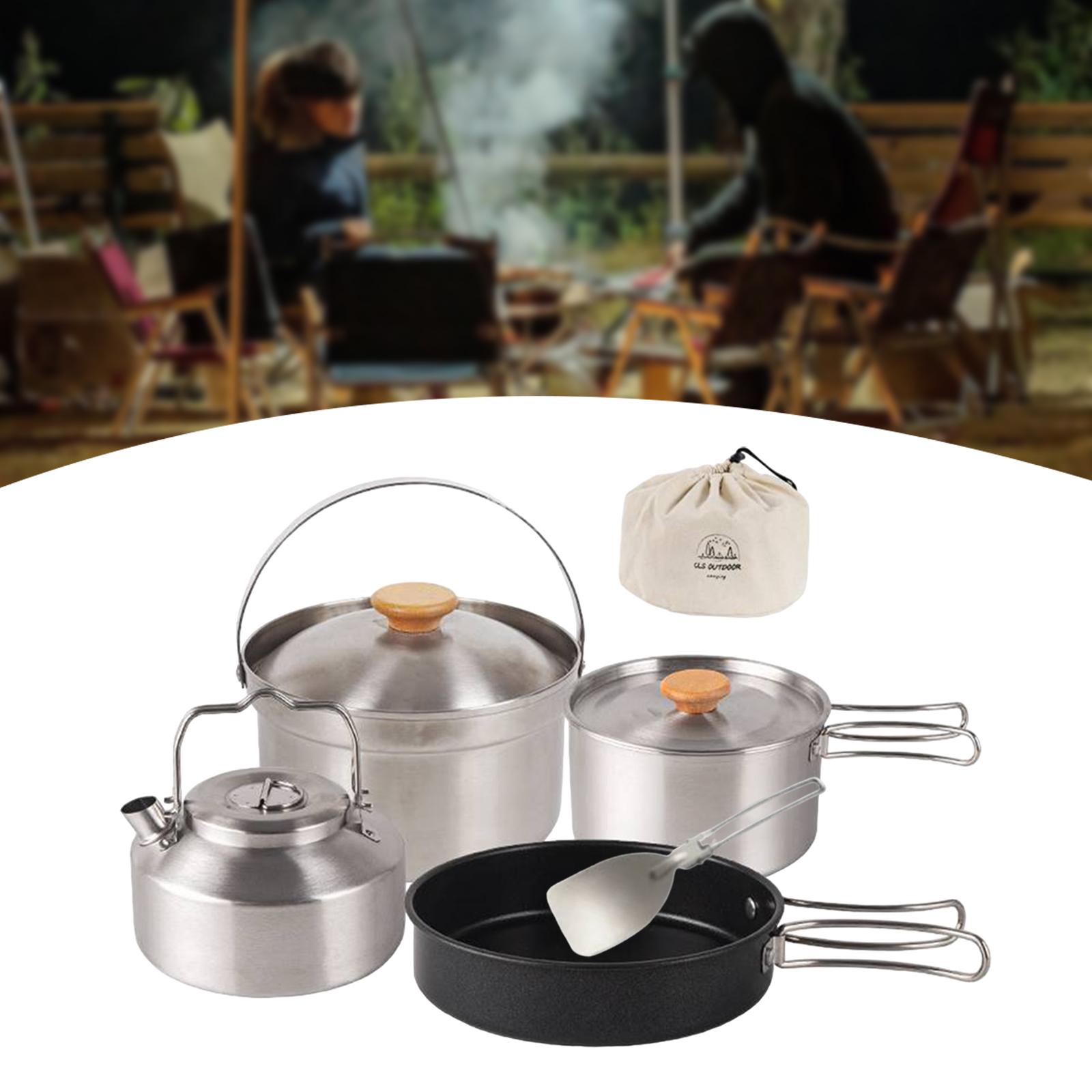 أدوات طهي للتخييم، مقلاة محمول - مراجعة Camping Cooking Set With Kettle وسعره