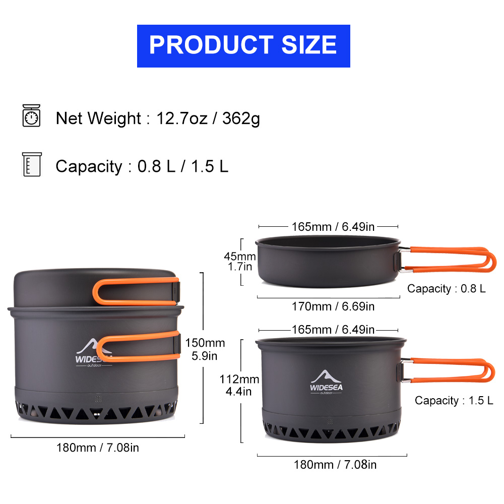 Widesea وعاء التخييم 1.3L 2.3L - مراجعة Camping Cooking Set Jetboil وسعره