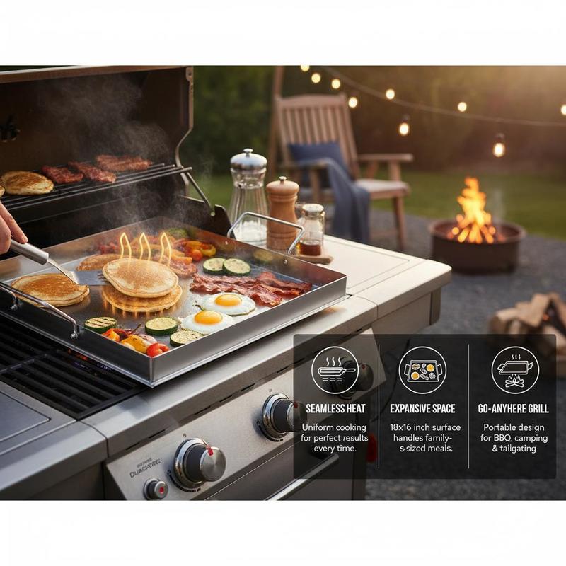 شواية مسطحة عالمية مقاس 18x16  - مراجعة Camping Cooking Range وسعره