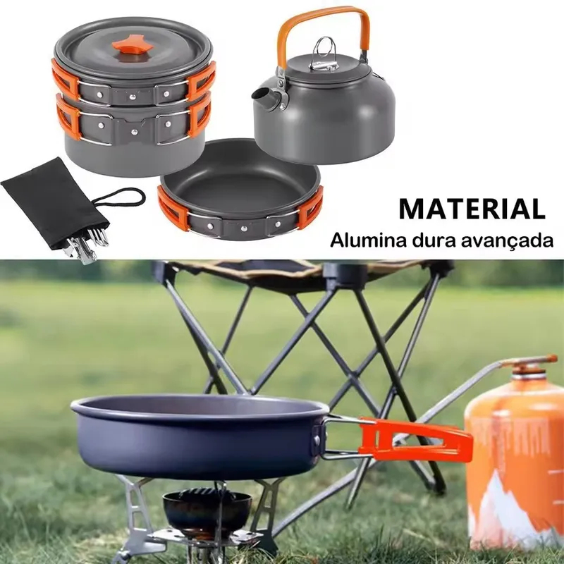 طقم تخييم خارجي من سبائك الألو - مراجعة Camping Cooking Set With Kettle وسعره
