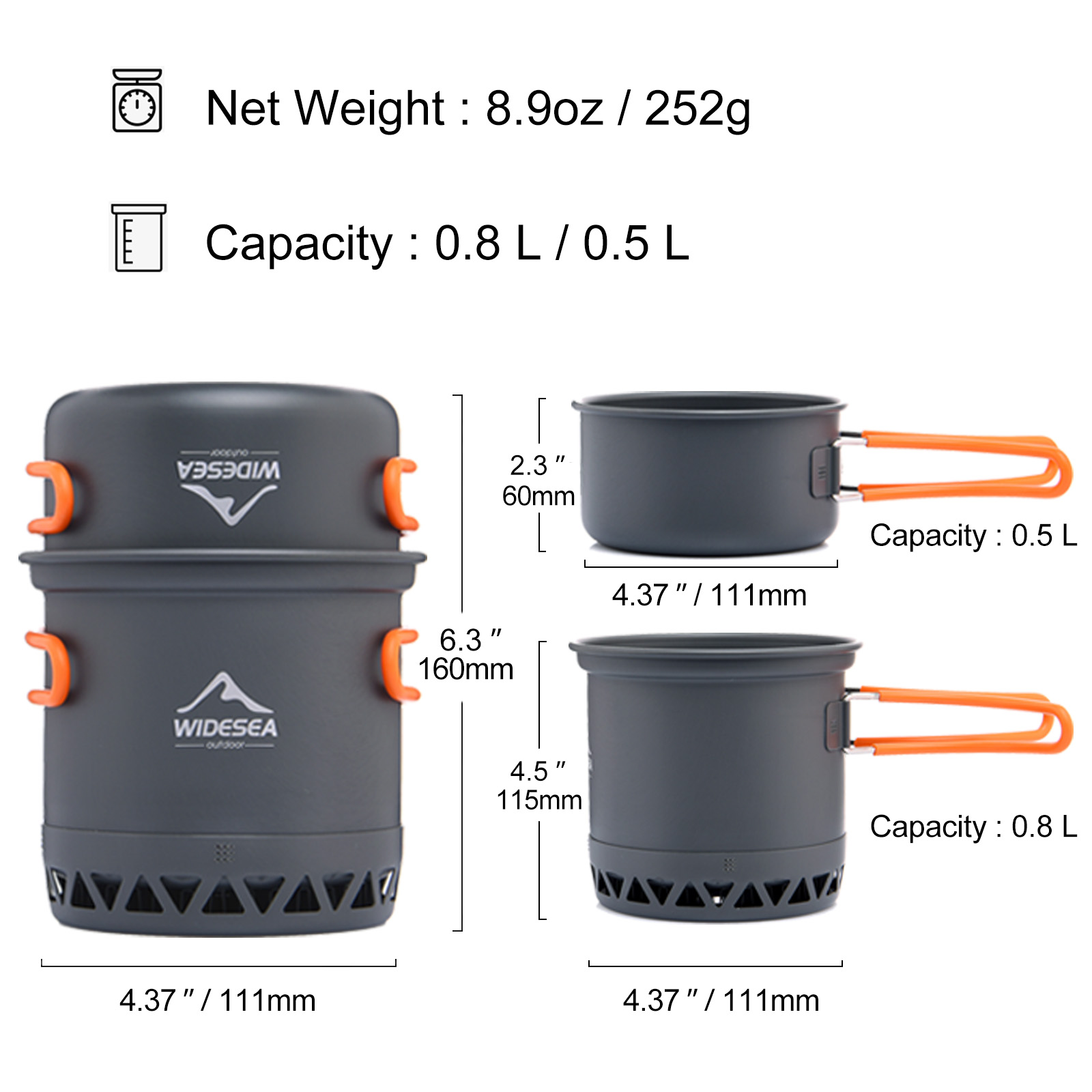 Widesea التخييم 1.3L 2.3L تجهي - مراجعة Camping Cooking Set Jetboil وسعره