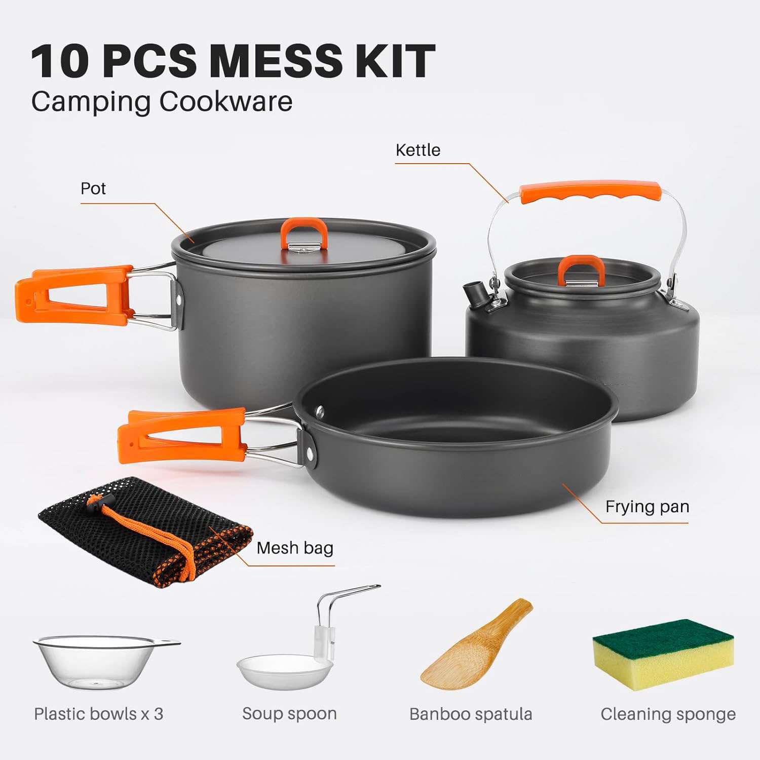 أدوات طهي للتخييم، طقم قدور وم - مراجعة Camping Cooking Set With Kettle وسعره
