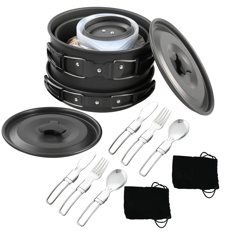 مجموعة أدوات طهي محمولة للتخيي - مراجعة Camping Cooking Set For 4 وسعره