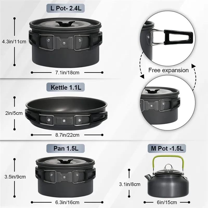 مجموعة أدوات طهي محمولة للتخيي - مراجعة Camping Cooking Set For 4 وسعره