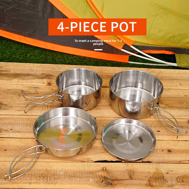طقم أواني طهي للتخييم من الفول - مراجعة Camping Cooking Set For 4 وسعره