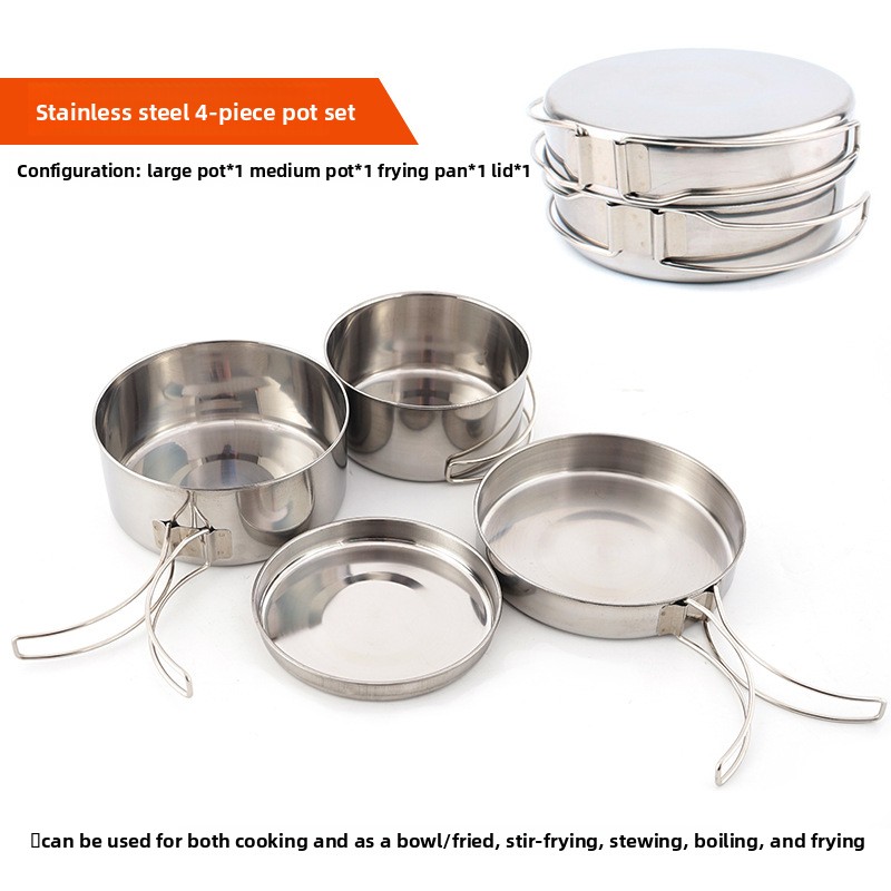 طقم أواني طهي للتخييم من الفول - مراجعة Camping Cooking Set For 4 وسعره