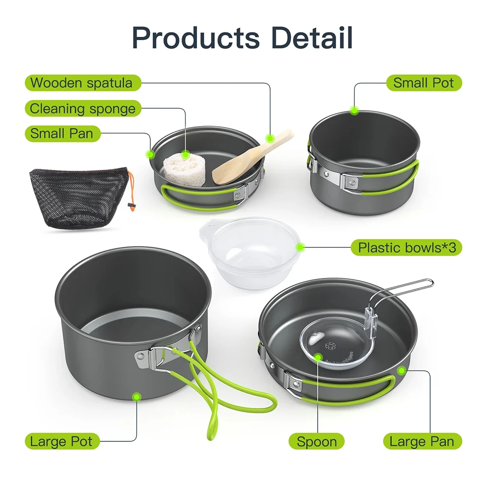 مجموعة أدوات الطهي للتخييم في  - مراجعة Camping Cooking Set For 4 وسعره