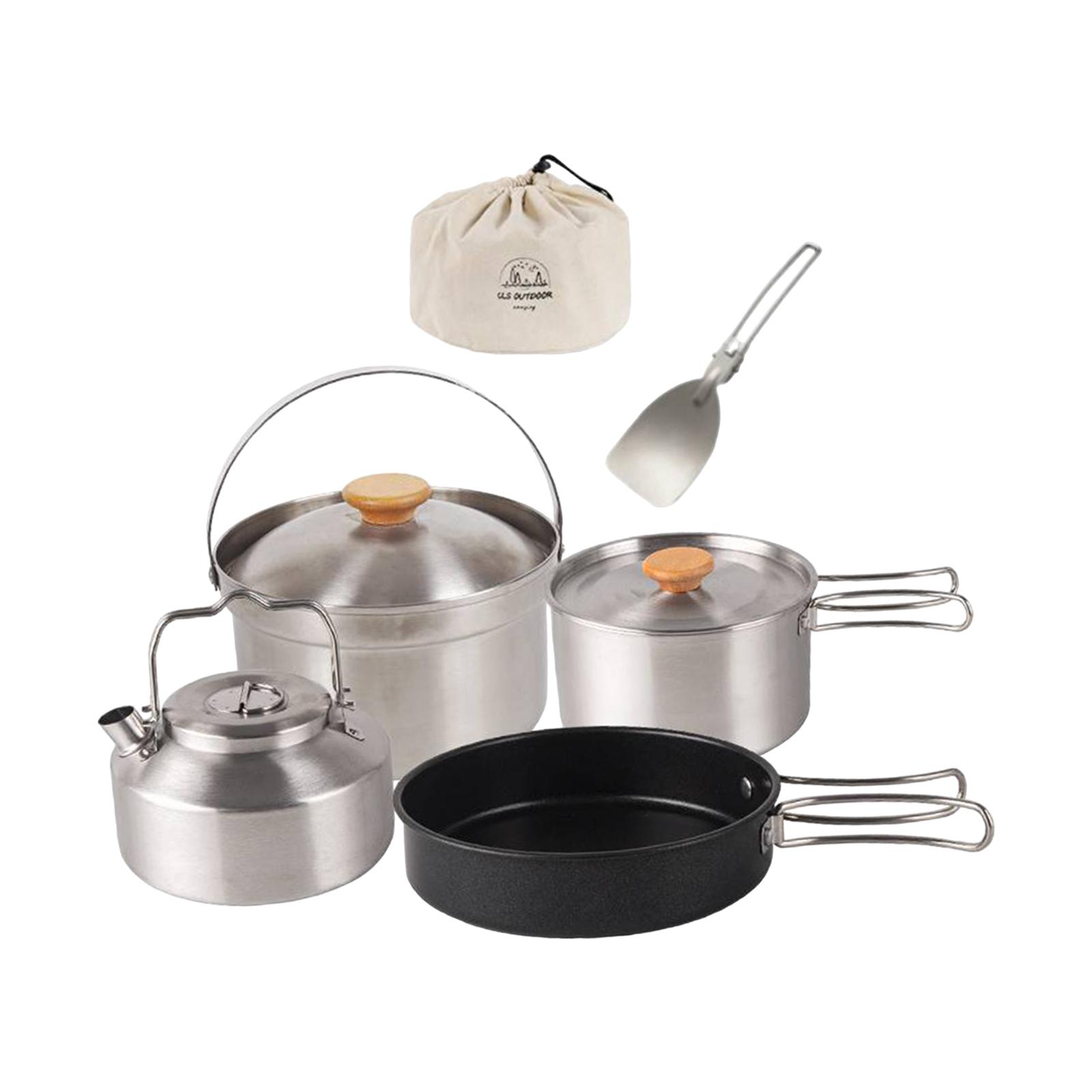 أدوات طهي للتخييم، طقم طهي غير - مراجعة Camping Cooking Set With Kettle وسعره