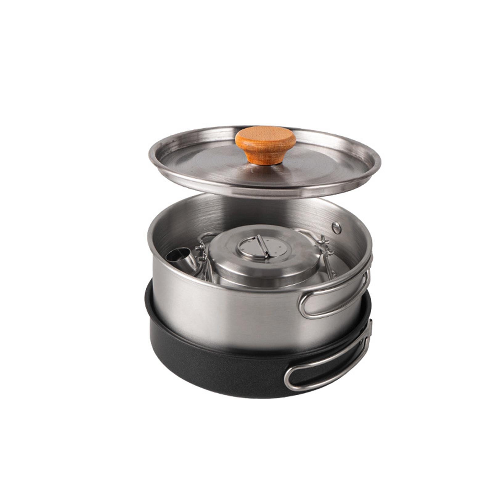 أدوات طهي للتخييم، طقم طهي غير - مراجعة Camping Cooking Set With Kettle وسعره