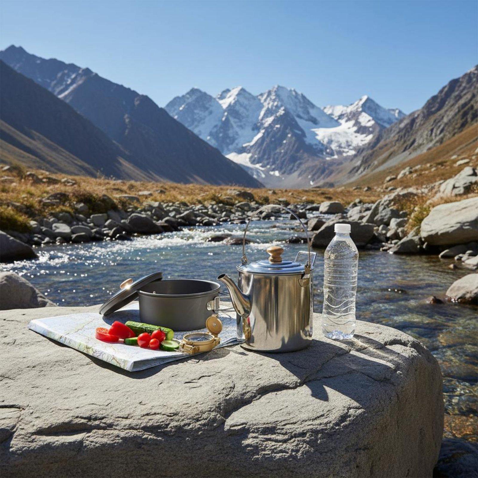 وعاء طهي محمول من الفولاذ المق - مراجعة Camping Cooking Set With Kettle وسعره