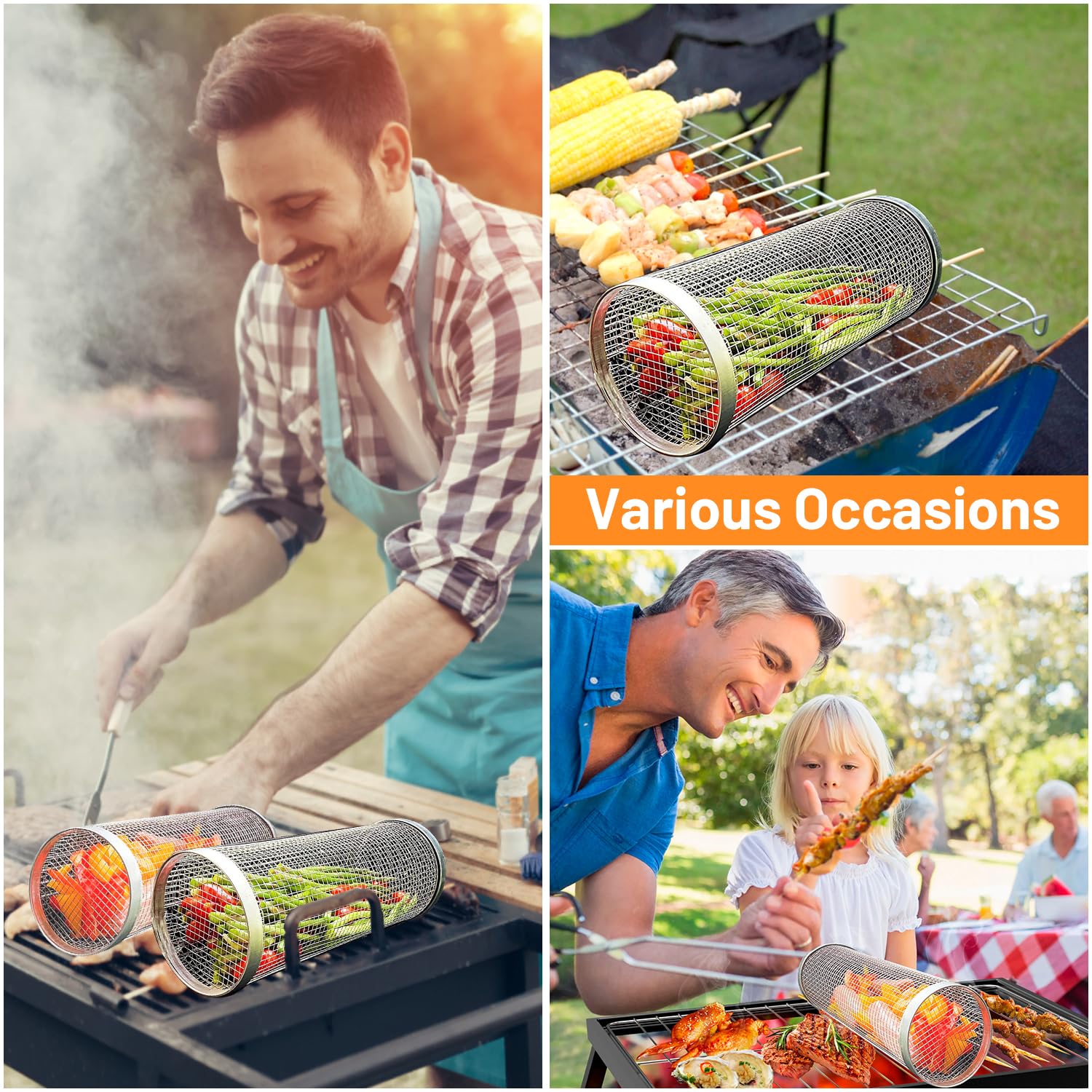 2 قطع المتداول سلال الشوي للشو - مراجعة Camping Cooking Accessories Set وسعره