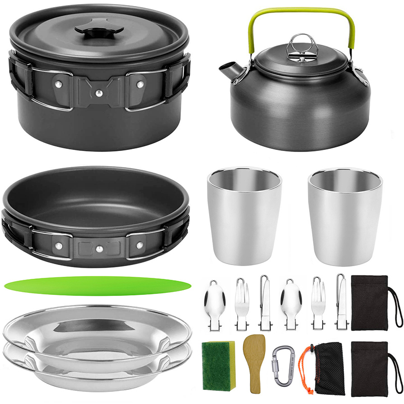 طقم أواني طهي للتخييم في الهوا - مراجعة Camping Cooking Set With Kettle وسعره