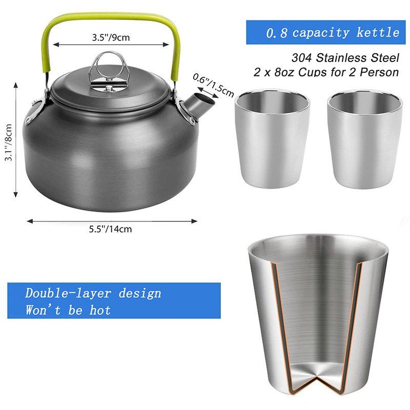 طقم أواني طهي للتخييم في الهوا - مراجعة Camping Cooking Set With Kettle وسعره