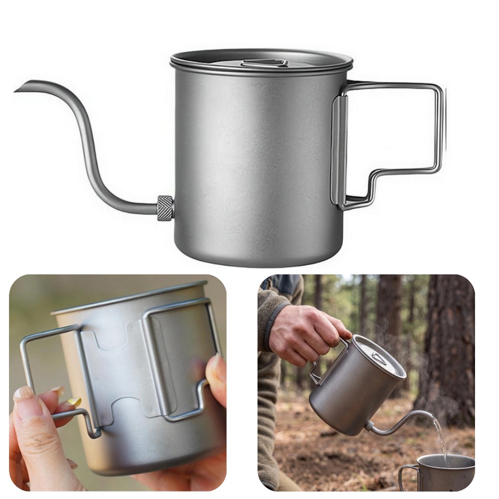 إبريق قهوة للتخييم من التيتاني - مراجعة Camping Cooking Lightweight وسعره