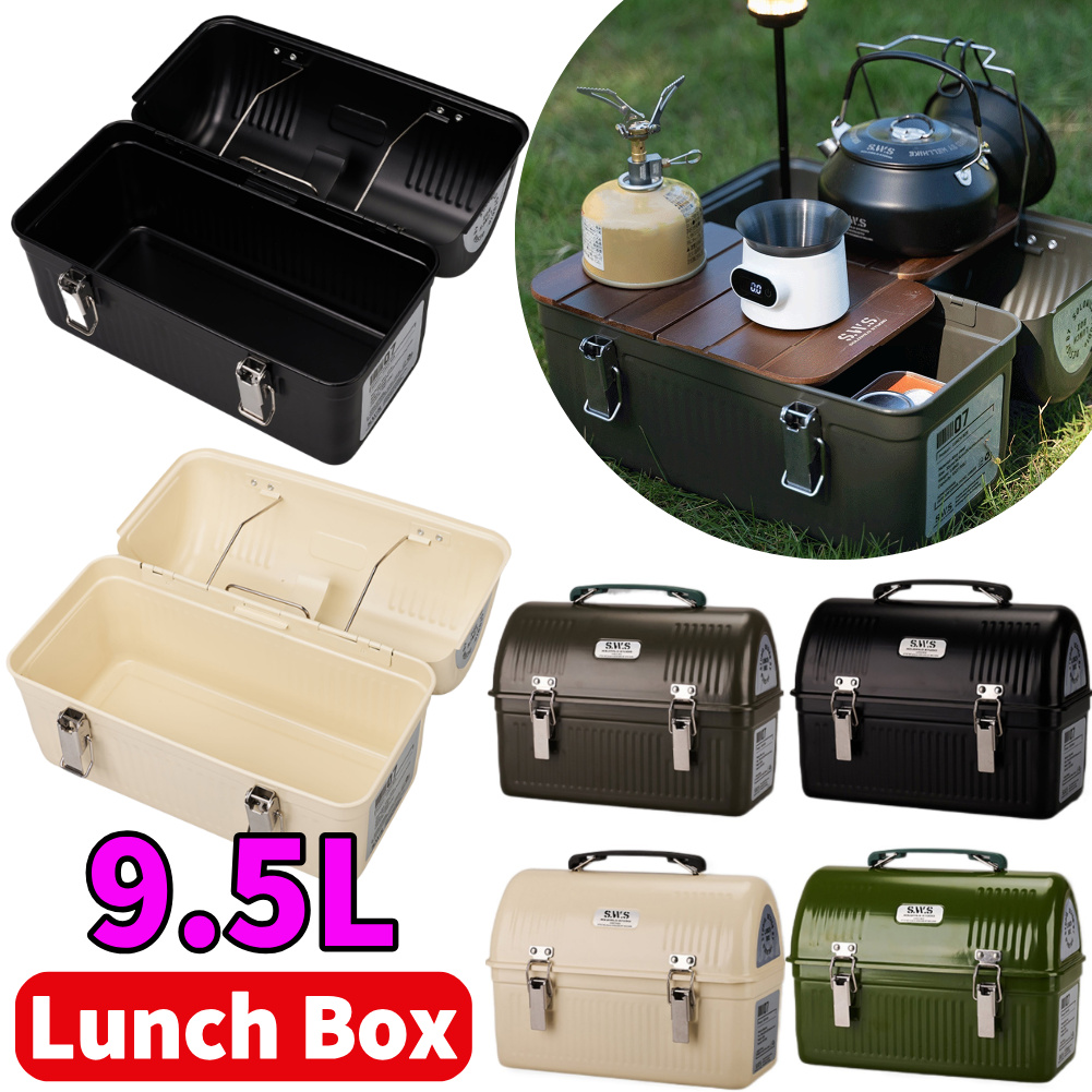 9.5L خمر صندوق غداء معدني مع م - مراجعة Camping Cooking Box وسعره